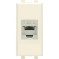 ДКС Компьютерная розетка RJ-45 без шторки модульная, кат.6 экранированная, "Avanti", "Ванильная дымка", 1 модуль