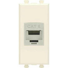 ДКС Компьютерная розетка RJ-45 без шторки модульная, кат.6 экранированная, "Avanti", "Ванильная дымка", 1 модуль