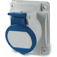 ДКС Розетка панельная с наклоном  IP44 16А 2P+E 230В. Пружинный зажим.