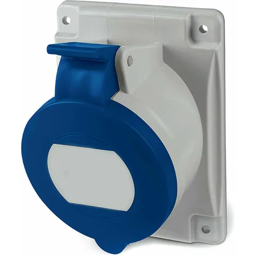 ДКС Розетка панельная с наклоном  IP44 32А 2P+E 230В. Пружинный зажим.