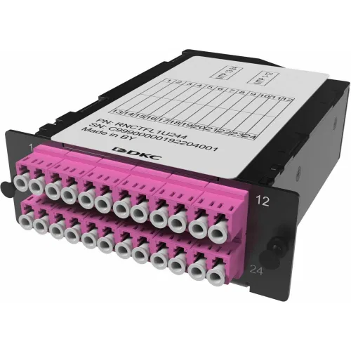 ДКС Претерминированная кассета 24ОВ 50/125 OM4, 2xMTP(12)f/12xLC Duplex, 1 HU