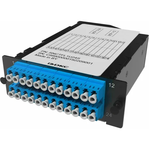 ДКС Претерминированная кассета 24ОВ 09/125 OS2, 2xMTP(12)f/12xLC-UPC Duplex, 1 HU