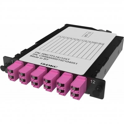 ДКС Претерминированная кассета 12ОВ 50/125 OM4, 1xMTP(12)f/6xLC Duplex (с интегрированными шторками), 1/2 HU